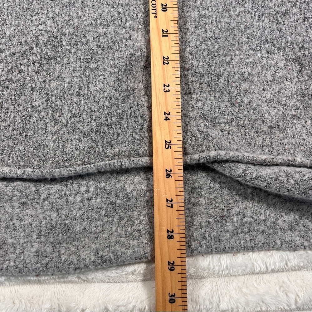 J.O.A. Gray Marled Knit Bell Tie Sleeve Mock Neck Oversized Hi Low Sweater large - Picture 10 of 13